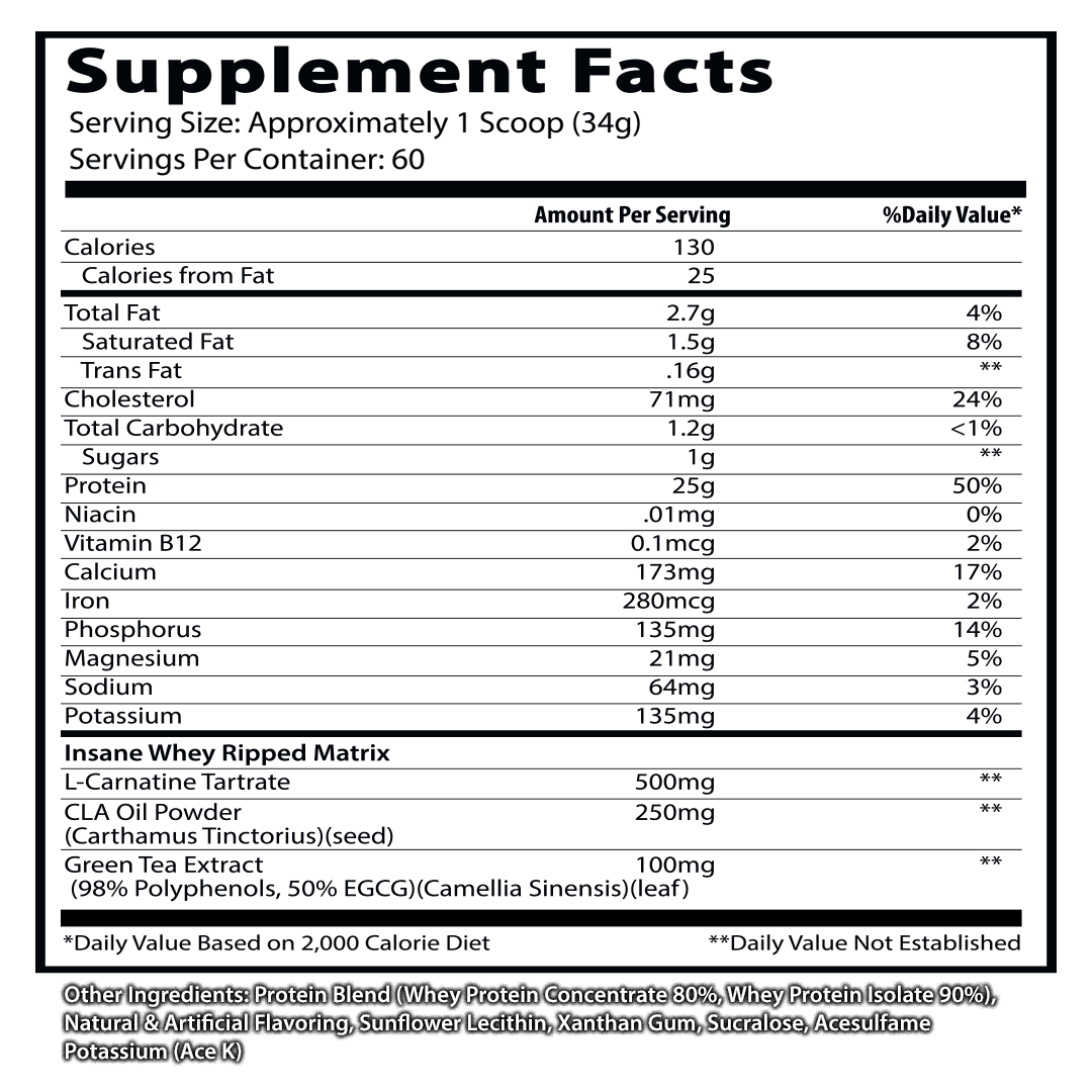 Insane Whey RIPPED (60 svgs)