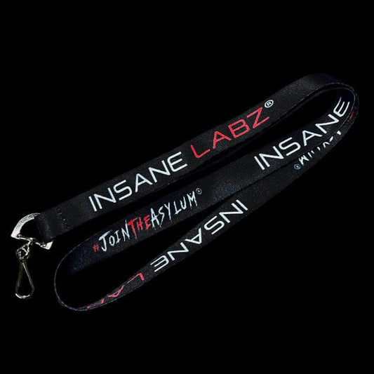 Insane Labz Lanyard Black w/White & Red Logo 