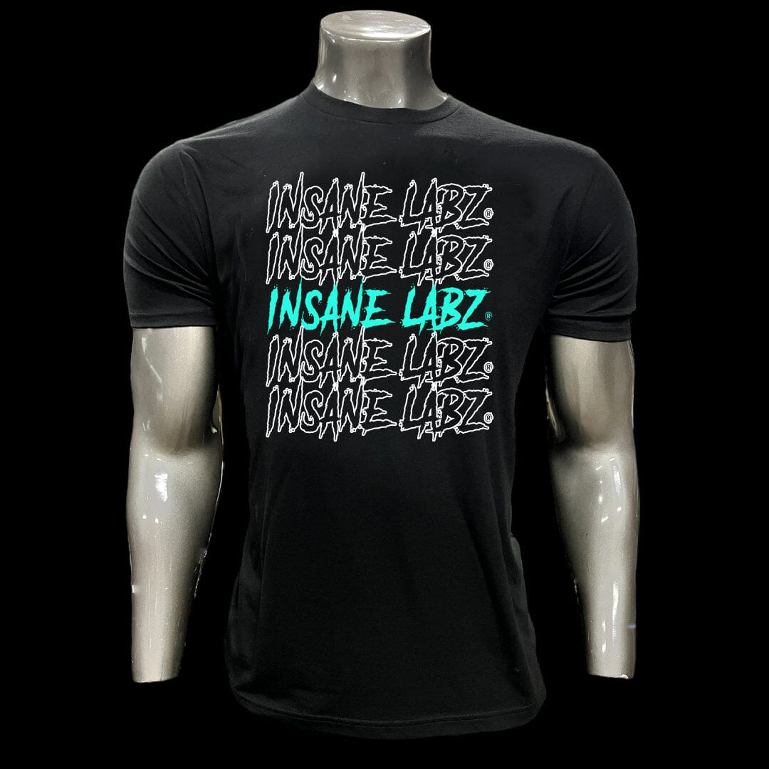 Insane Labz Black Tee - Stacked "Blue Wave" Alt Logo 