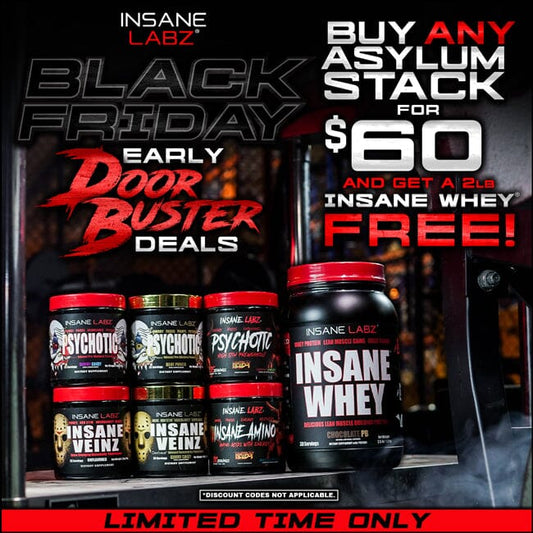 Black Friday Early Doorbuster Deal [BYO Energy & Pump Stack for $60 + Get FREE Insane Whey (30 svgs)] 