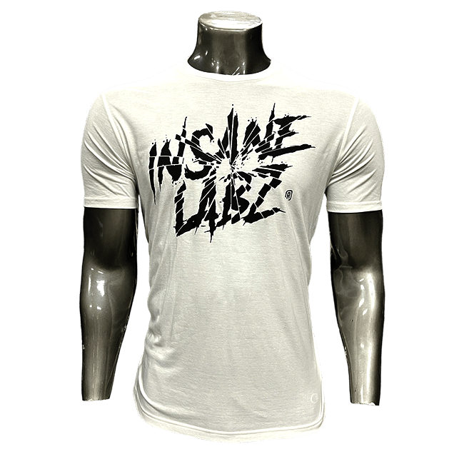 Insane Labz Shattered Logo Tee White Shirt [Black Logo] S 