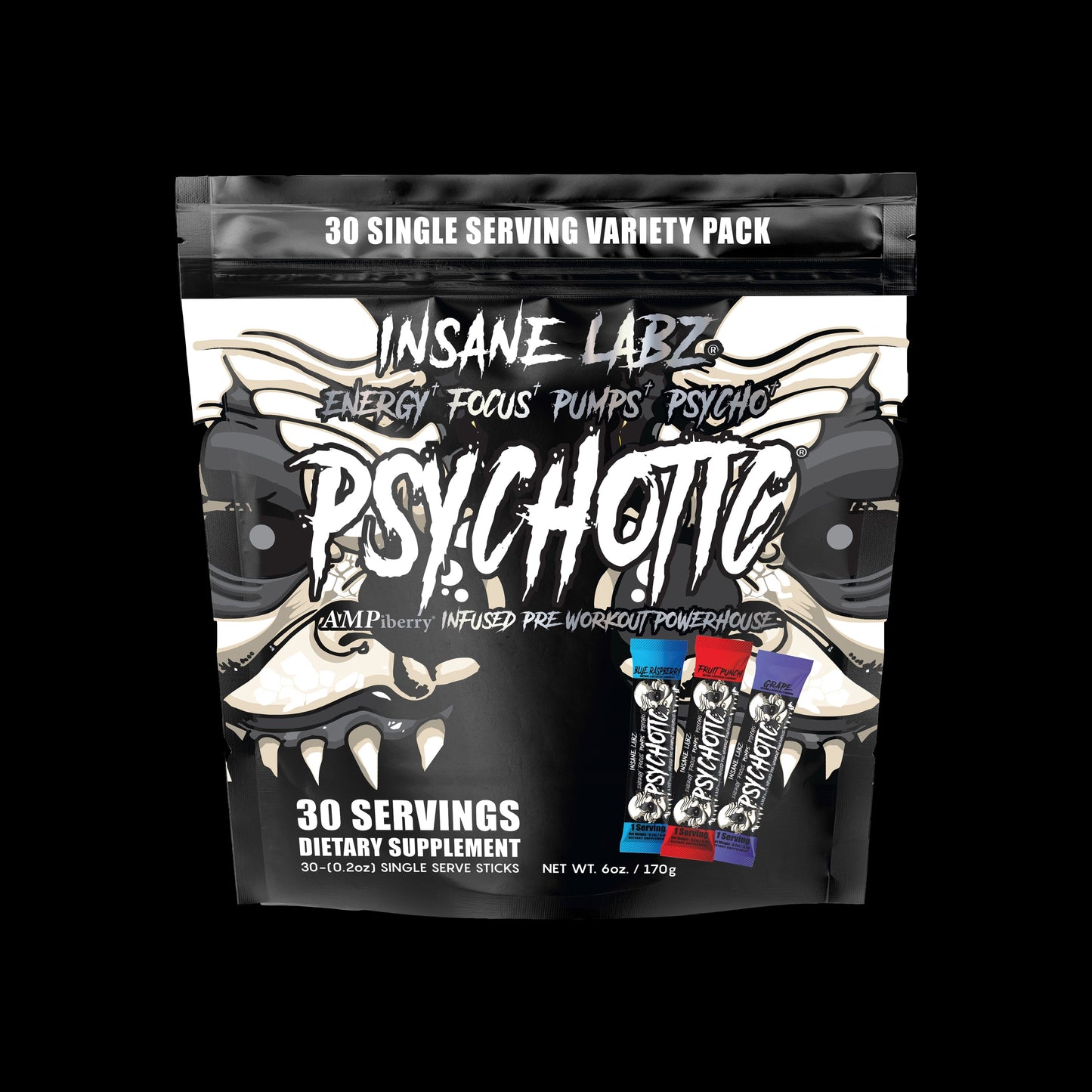 Single Serving Variety Packs - 30 Servings Psychotic Black 