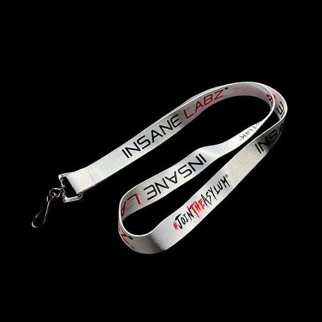 Insane Labz Lanyard White w/Black & Red Logo 